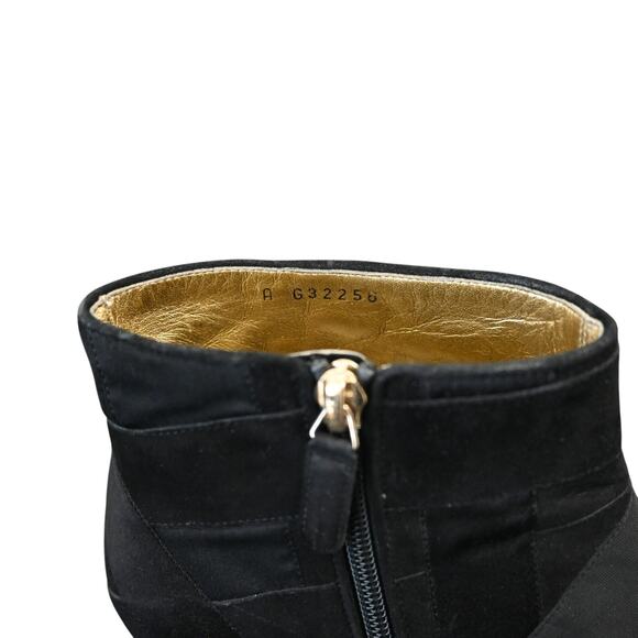 Chanel Patchwork Block Heels Size 39.5 Black Double C Toe Logo - Picture 10 of 10